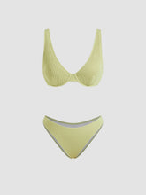 Ribbed V-neck Underwire Cheeky Bikini Set