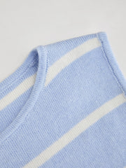 Knit Boat Neck Striped Vest & Pocket Straight Leg Trousers