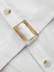 Linen-blend Button Through Shirt Maxi Dress With Belt