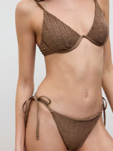 Texture V-neck Knotted Underwire Tie Side Bikini Set