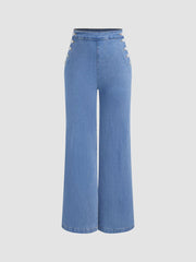 Stretch High Waist Straight Leg Jeans