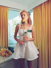 Square Neck Polka Dot Cut Out Mini Dress