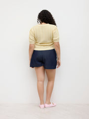 Knit Flower Bowknot Top Curve & Plus