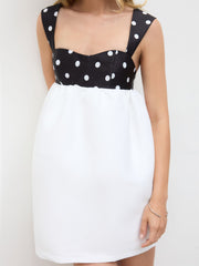 Sweetheart Polka Dot Two Tone Mini Dress