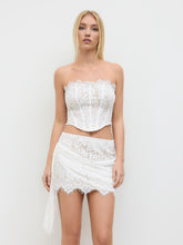 Lace Mid Rise Floral Draped Mini Skirt