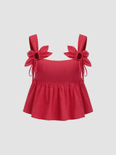 100% Cotton Square Neck Cut Out Ruffle Hem Top