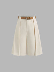 Belted Mid Rise Bermuda Shorts