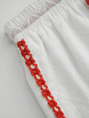 Cotton Mid Rise Floral Contrasting Binding Shorts