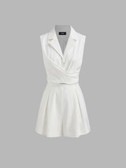 Collar Bowknot Criss Cross Romper