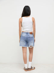 Cider Denim Low Rise Ripped Shorts