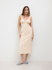 Sweetheart Neckline Cut Out Lace Trim Maxi Dress
