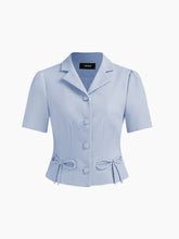 Jacquard Notched Collar Bowknot Blazer