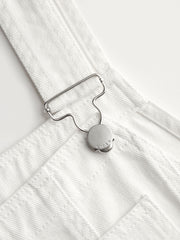 Denim Bowknot Buckle Up Pocket Wide Leg Jumpsuit