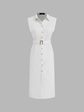 Linen-blend Button Through Shirt Maxi Dress With Belt