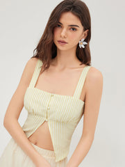 Cotton-blend Stripe Split Cami Top