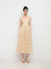 Jacquard U-neckline Floral Maxi Dress