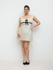 Sweetheart Floral Jacquard Bowknot Mini Dress Curve & Plus
