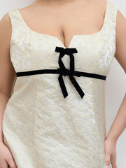 Sweetheart Floral Jacquard Bowknot Mini Dress Curve & Plus