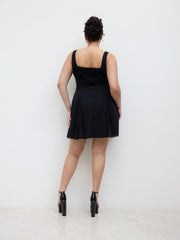 Square Neck Tulle Ruffle Hem Mini Dress Curve & Plus