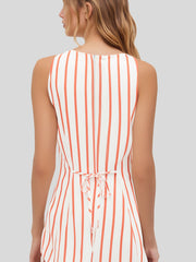 Boat Neck Stripe Tie Back Knotted Mini Dress
