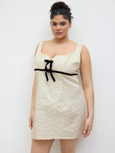 Sweetheart Floral Jacquard Bowknot Mini Dress Curve & Plus