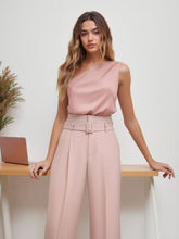 Satin Asymmetrical Neck Solid Bodysuit