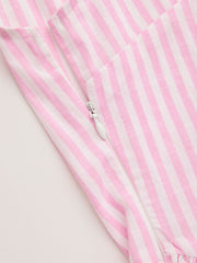 Cotton-blend Boat Neck Striped Ruffle Maxi Dress