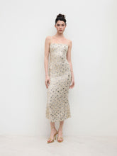 Sequins Square Neck Floral Maxi Dress