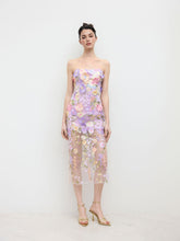 3D Floral Embroidery Bandeau Maxi Dress