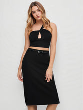 Asymmetrical Halter Cut Out Crop Top