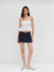 100% Cotton Lettuce Trim Ruffle Crop Cami Top