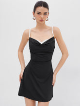 Cowl Neck Lace Trim Mini Dress