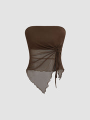 Mesh Solid O-ring Lettuce Trim Knotted Tube Top