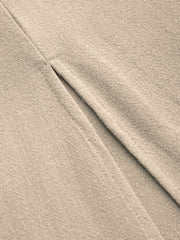 Linen-blend V-neck Solid Ruffle Split Maxi Dress