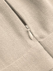 Linen-blend V-neck Solid Ruffle Split Maxi Dress