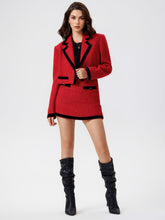 Tweed Mid Waist Zip Button Mini Skirt