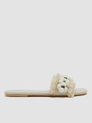 FLORAL FAUX LEATHER SLIPPERS