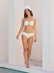 Ruffle Hem O-ring Bandeau Bracelet Bikini Set