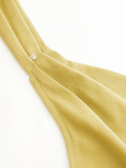 Halter Ruched Cami Top With Scarf & Petite Mid Rise Solid Wide Leg Trousers With Belt