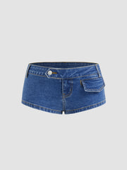 Stretch Cider Denim Low Rise Micro Shorts