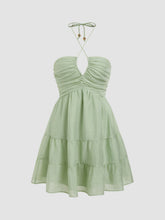 Halter Neckline Cut Out Ruched Mini Dress