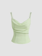 Chiffon Cowl Neck Lettuce Trim Cami Top