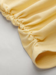 Cotton-blend V-neck Ruched Tank Top & Solid Elastic Waist Ruffle Hem Tiered Maxi Skirt