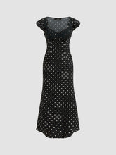Woven Sweetheart Polka Dot Lace Trim Maxi Dress