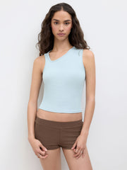 CDR Cotton-Blend Asymmetrical Neck Tank Top
