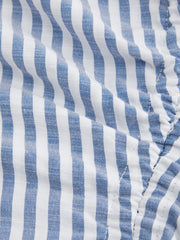 Cotton-blend Asymmetrical Neck Stripe Ruched Top