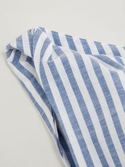 Cotton-blend Asymmetrical Neck Stripe Ruched Top