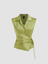 Satin Collar Knotted Top