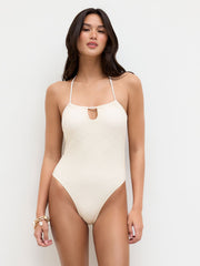 Shaping U-neckline Cut Out One Piece Swimsuit