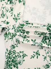 Square Neck Toile de Jouy Ruched Mini Dress
